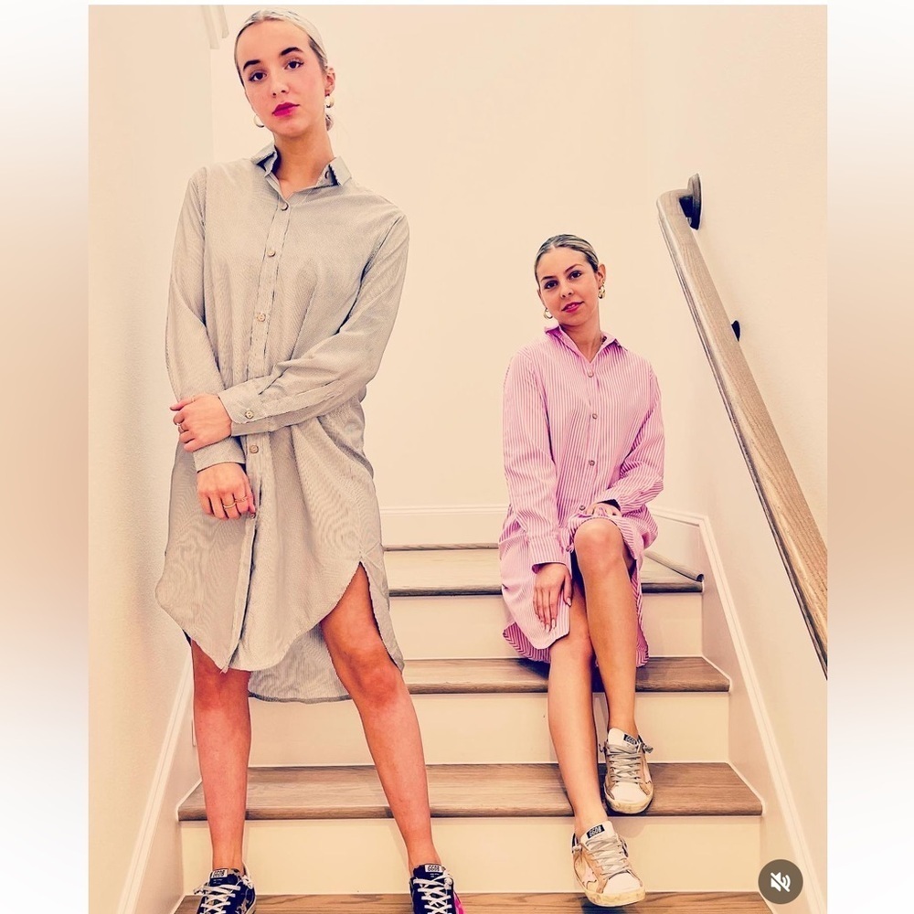 Yana K | Academia Preppy Classic Striped Button Down Shirt Dress | One Size